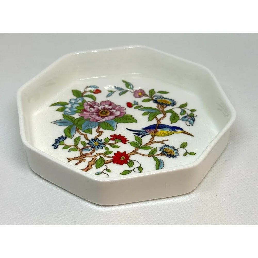 Aynsley Pembroke Individual Butter Dish & Knife England Bone China Octagonal